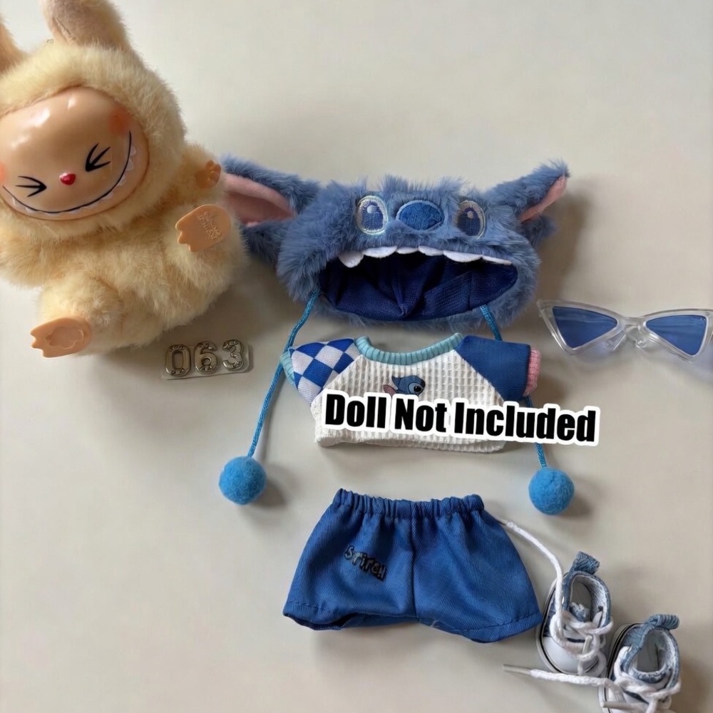 063, Five Piece Stitch Outfit with Glasses and Shoes for Labubu Doll(No Doll) - Picture 5 of 9